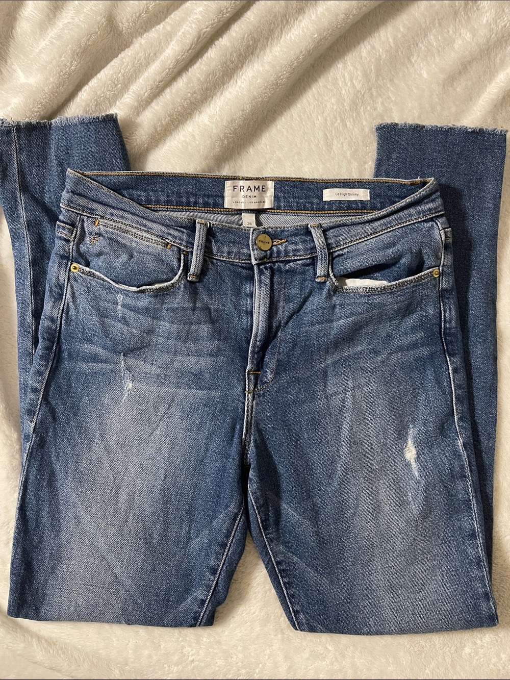 Frame Denim Women's Straight Leg Jeans in Medium Blue Wash - Le High Skinny
